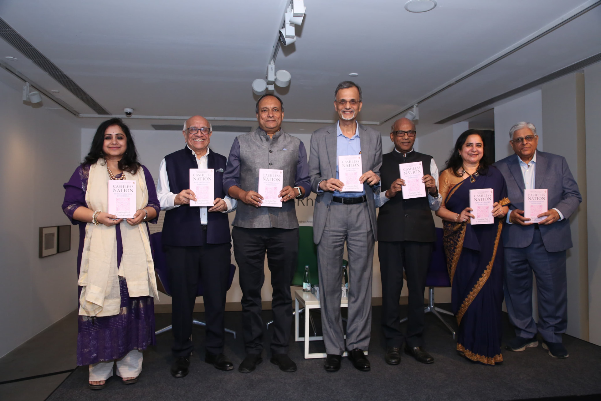 Cashless Nation launch at Kiran Nadar Museum of Art, New Delhi — the authors with the launch guests